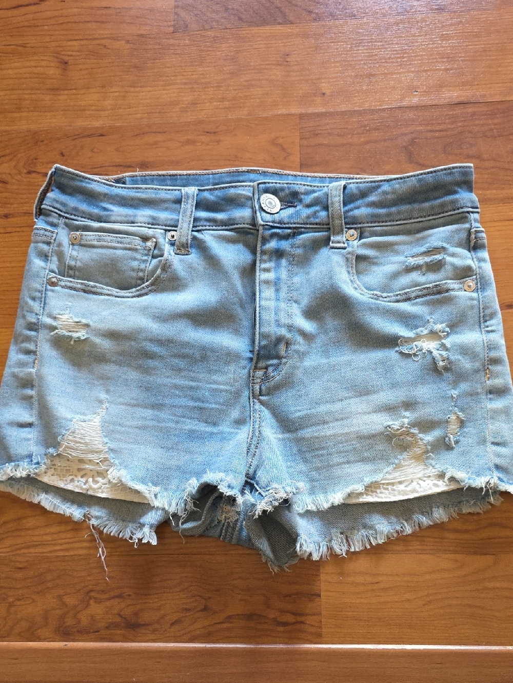 American Eagle -Light Blue Distressed Denim Shorts Sz 10